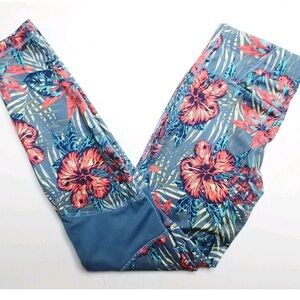Roxy Tropical Floral Leggings - Blue and Red